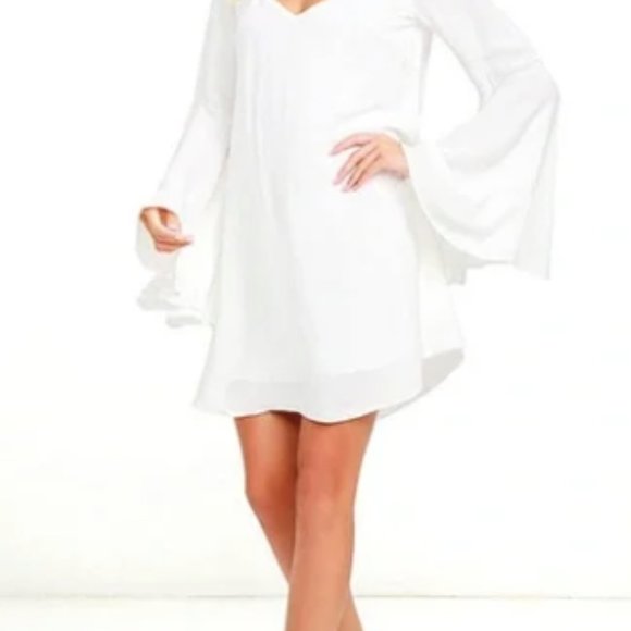 Lulus Women’s Something Magical White Long Sleeve Shift Dress - Picture 2 of 5